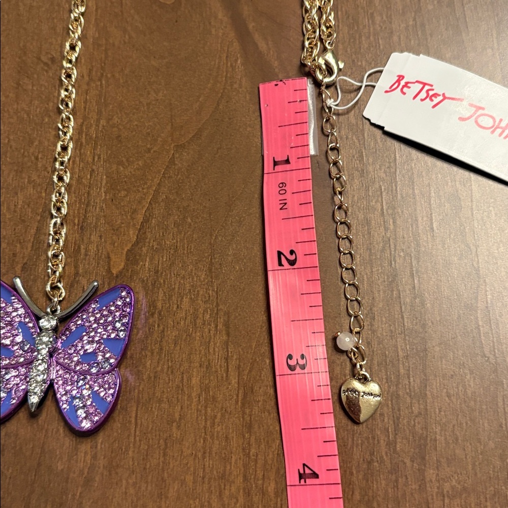 NWT Betsey Johnson Beautiful & Fun Purple Butterfly Y-Chain Necklace - Picture 13 of 14